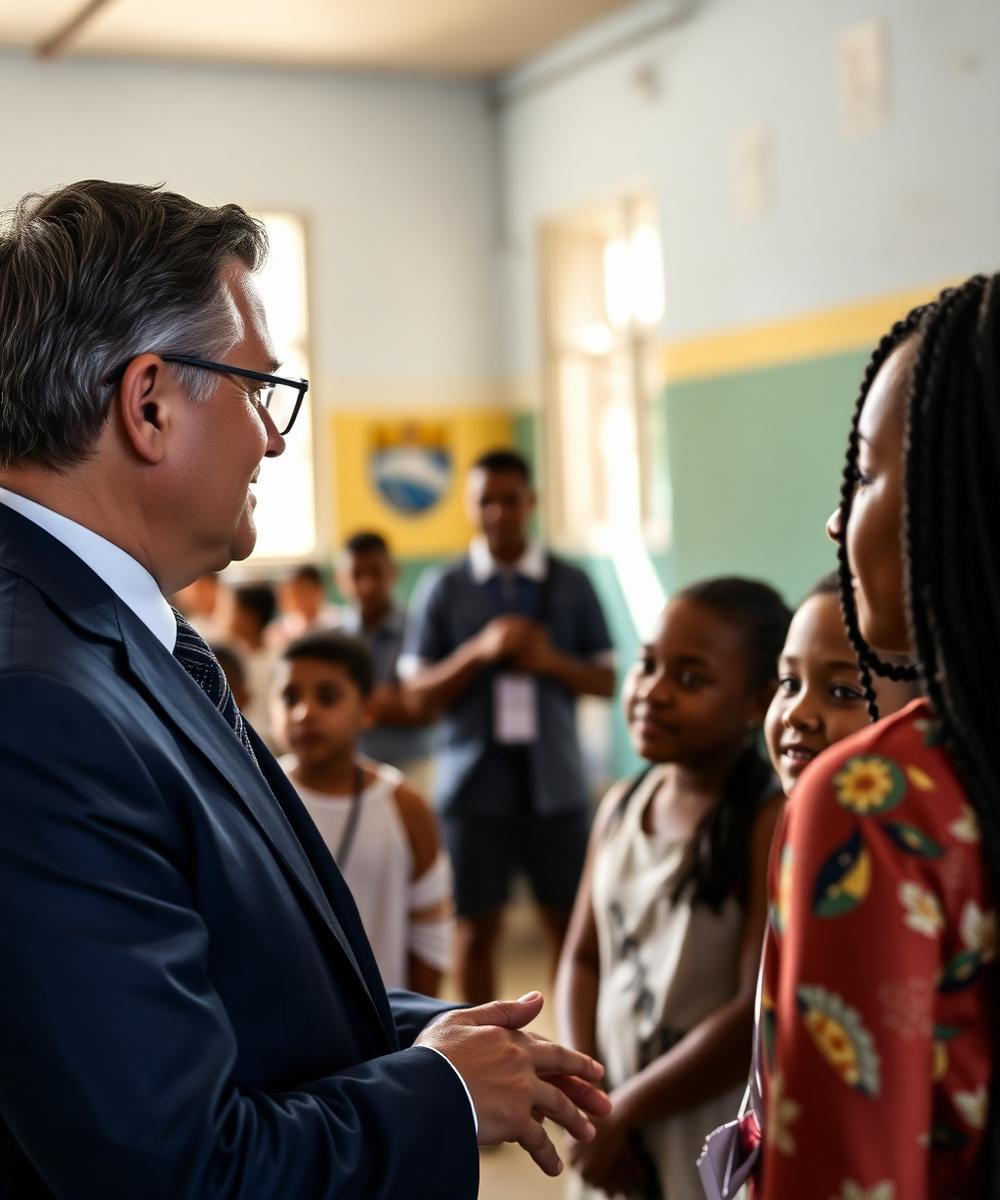 Professor Vitorino em visita a uma escola pública